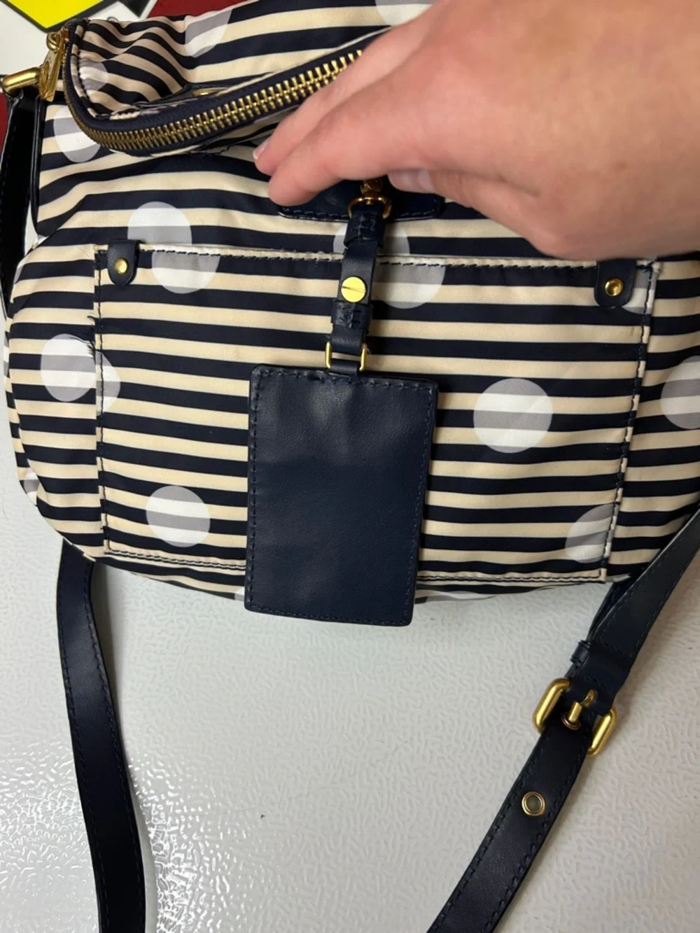 Marc By Marc Jacobs Black and White Striped Polka Dot Crossbody Bag - Picture 5 of 12
